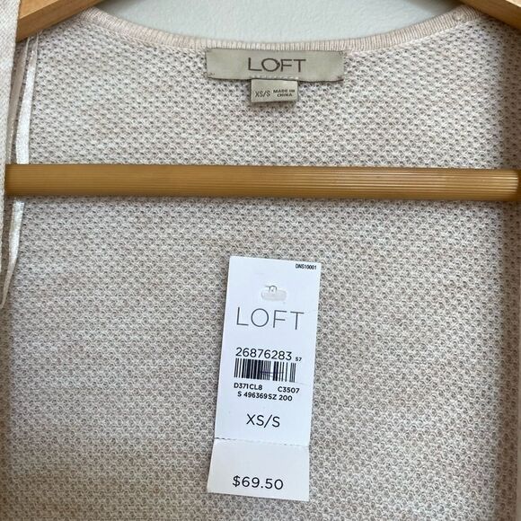 NWT Cream Loft Open Front Poncho Sleeve Knit Cardigan XS/S - Picture 2 of 6